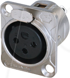 REAN RC3FDL - XLR Einbaubuchse 3-polig Lötkontakte (verchromtes Gehäuse)