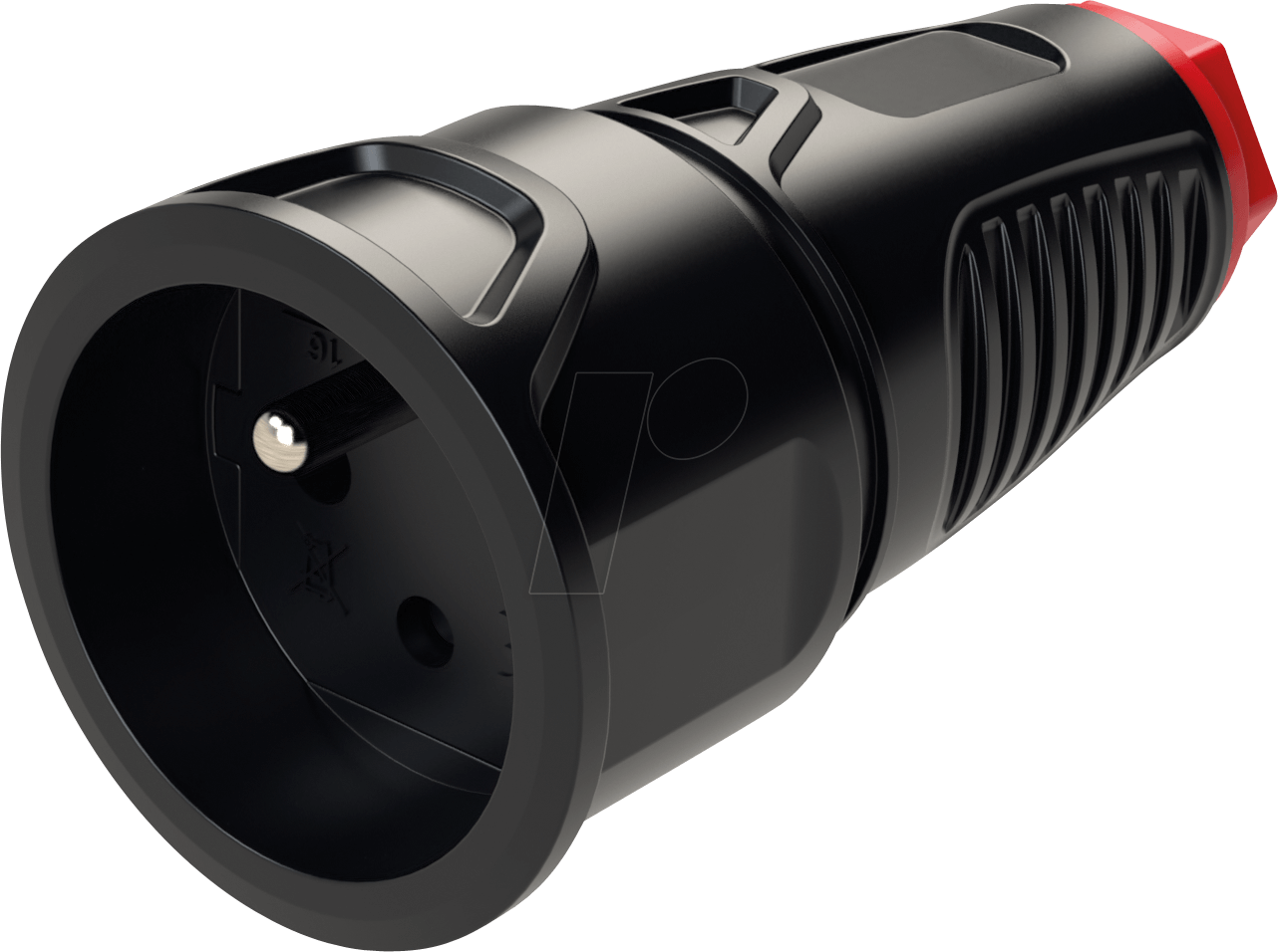 TAUR2 2410-SR - Gummi-Kupplung Taurus2, Typ E - CEE 7/5, schwarz/rot