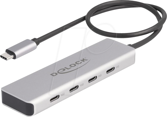 DELOCK 64231 - USB 3.1 4-Port Hub, 4x C, Aluminium, 35 cm