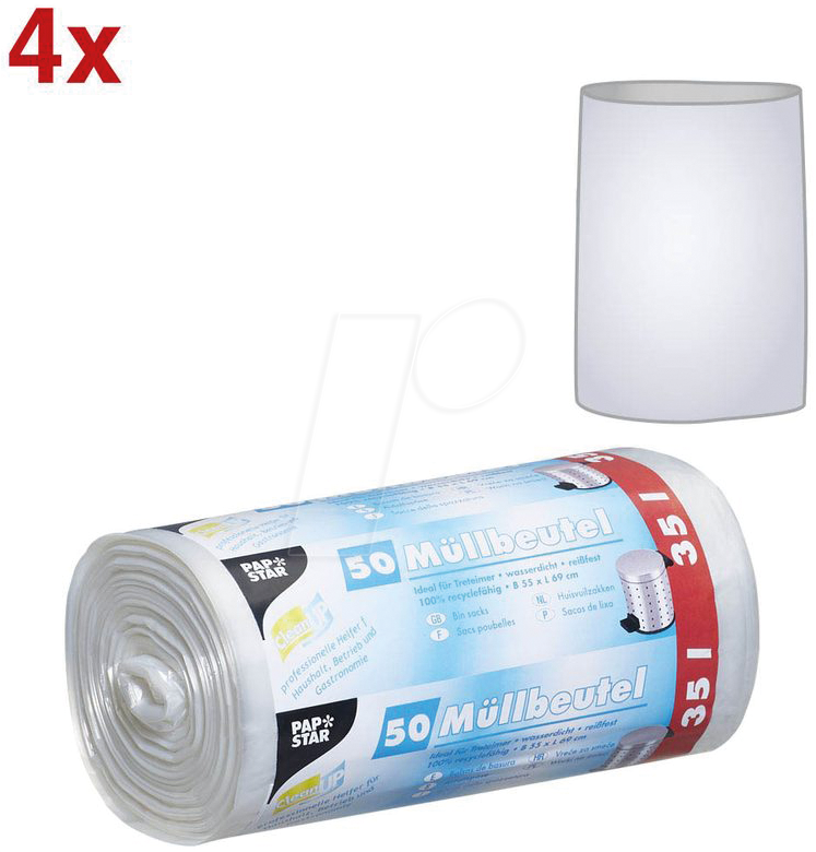 Thumbnail - PAPSTAR 12460 - PAPSTAR Müllbeutel, 4x50 Stk, 35 Liter