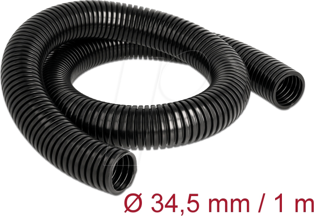 DELOCK 60460 - Kabelschutzschlauch 1 m x 34,5 mm schwarz