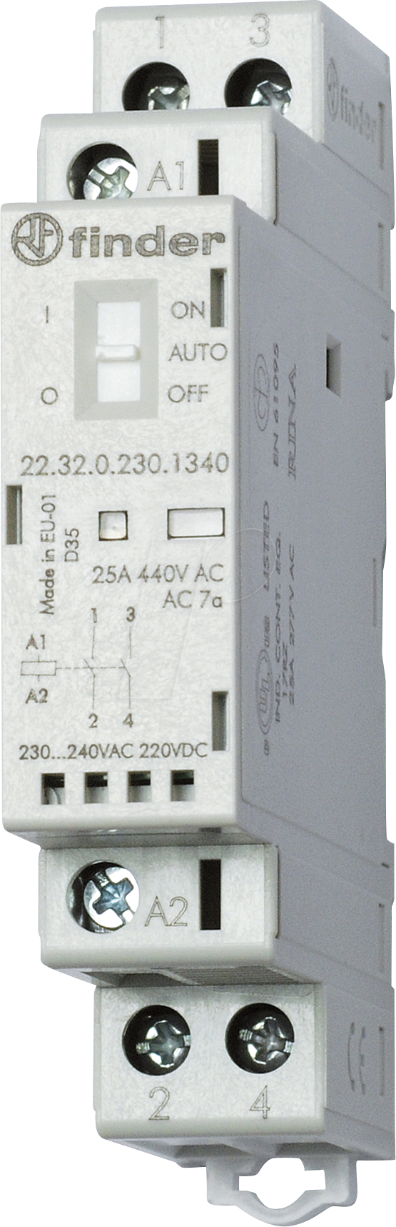 Thumbnail - FIN 22.32 230V1 - Installationsrelais, 2x NO, 250V/25A, 230 V AC/DC