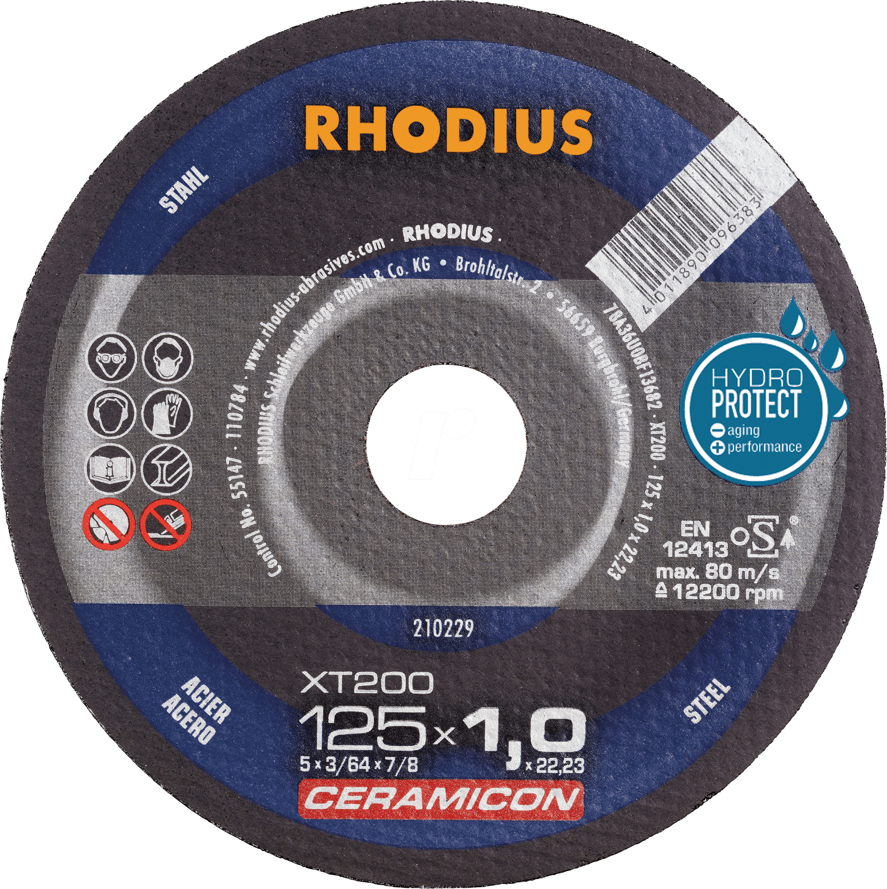 RHO 210229 - Trennscheibe, Stahl, 125 mm, 1 mm, XT200, 22,23 mm