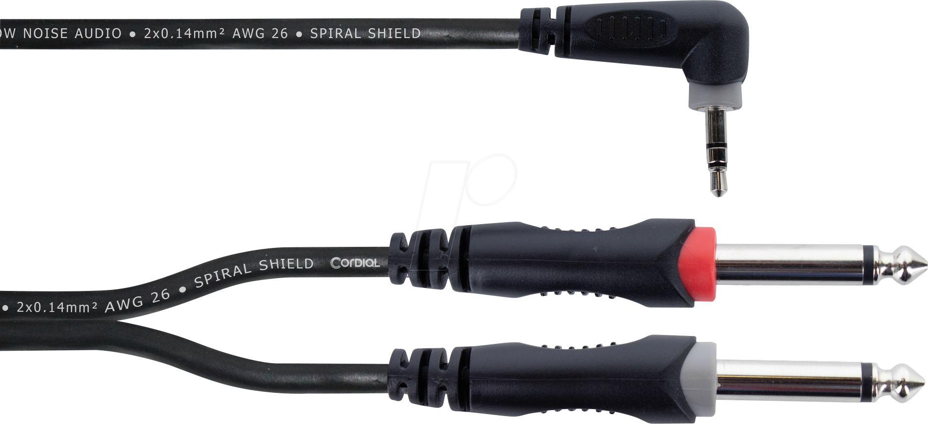 EY 3 WRPP - Y-Adapter Kabel, 3,5 mm Stereo Winkelklinke > 2x 6,3 mm Mono, 3