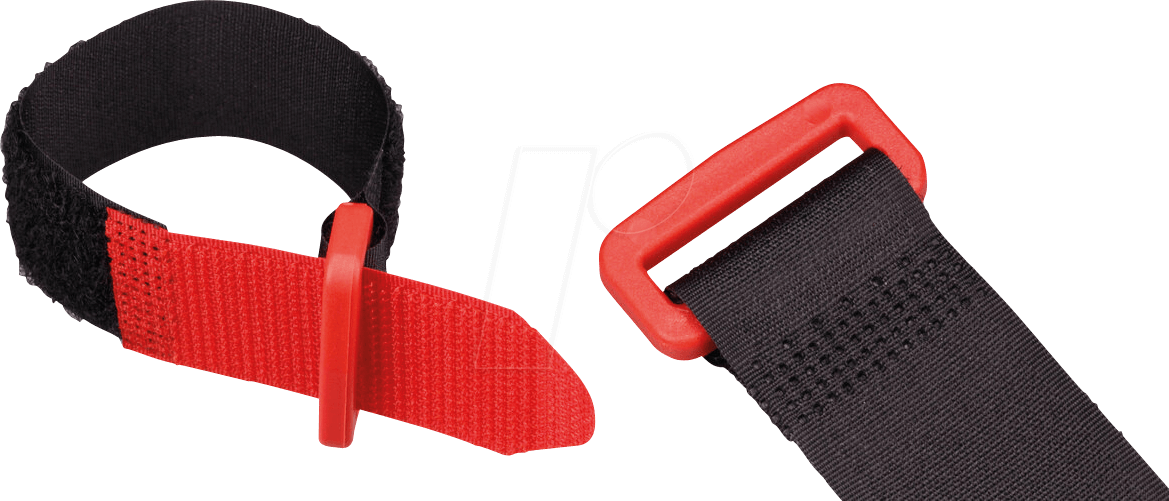 KLETTBAND 630 SR - Klettband mit Schlinge, 630 x 25 mm, schwarz/rot