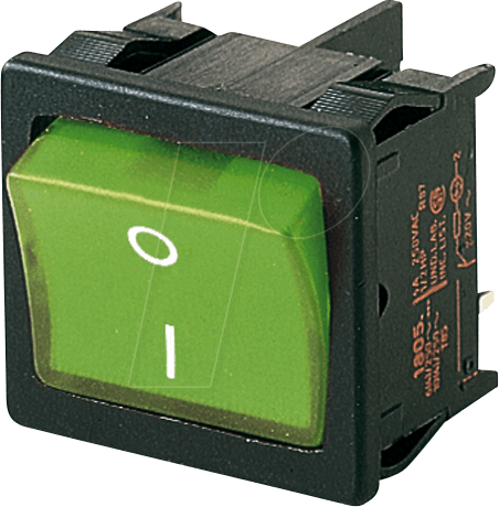 WIPPE 1805.7118 - Wippschalter, 2x Aus, beleuchtet, grün, I-O