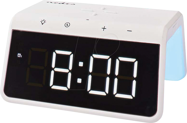 N WCACQ30WT - Wecker Kabelloses Ladegerät, USB-A Stecker, Nachtlicht, Snooze