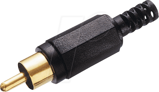 CSPG SW - Cinchstecker, Farbcodierung schwarz, 6-kant, Kontakte vergoldet