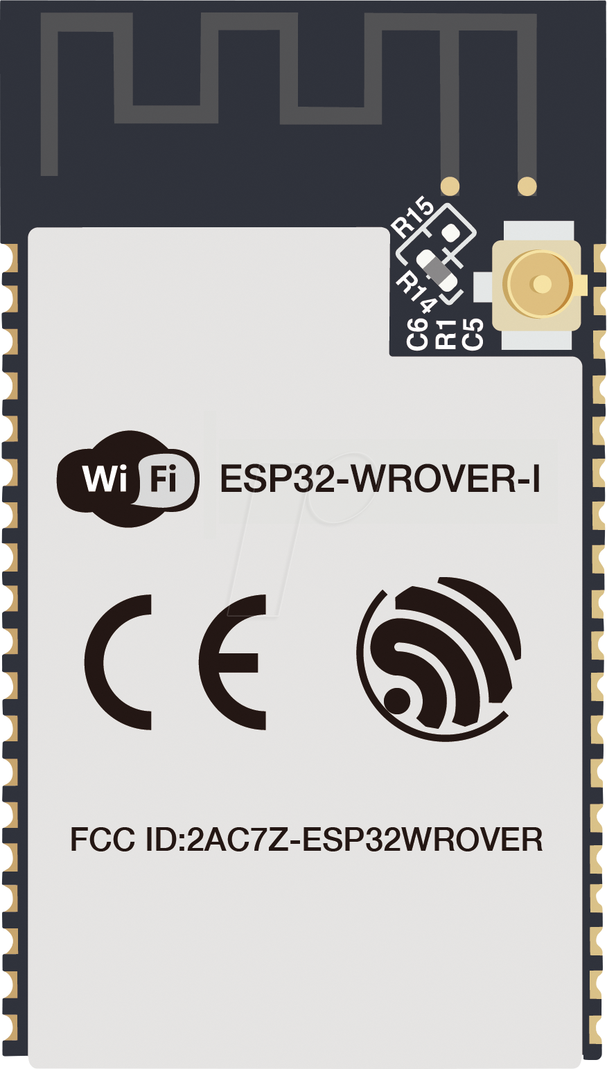 ESP32-WROVER-IE - WIFI-SMD-Modul, ESP32-D0WD-V3, 16 MB SPI, 8 MB PSRAM, 18x31x3.3