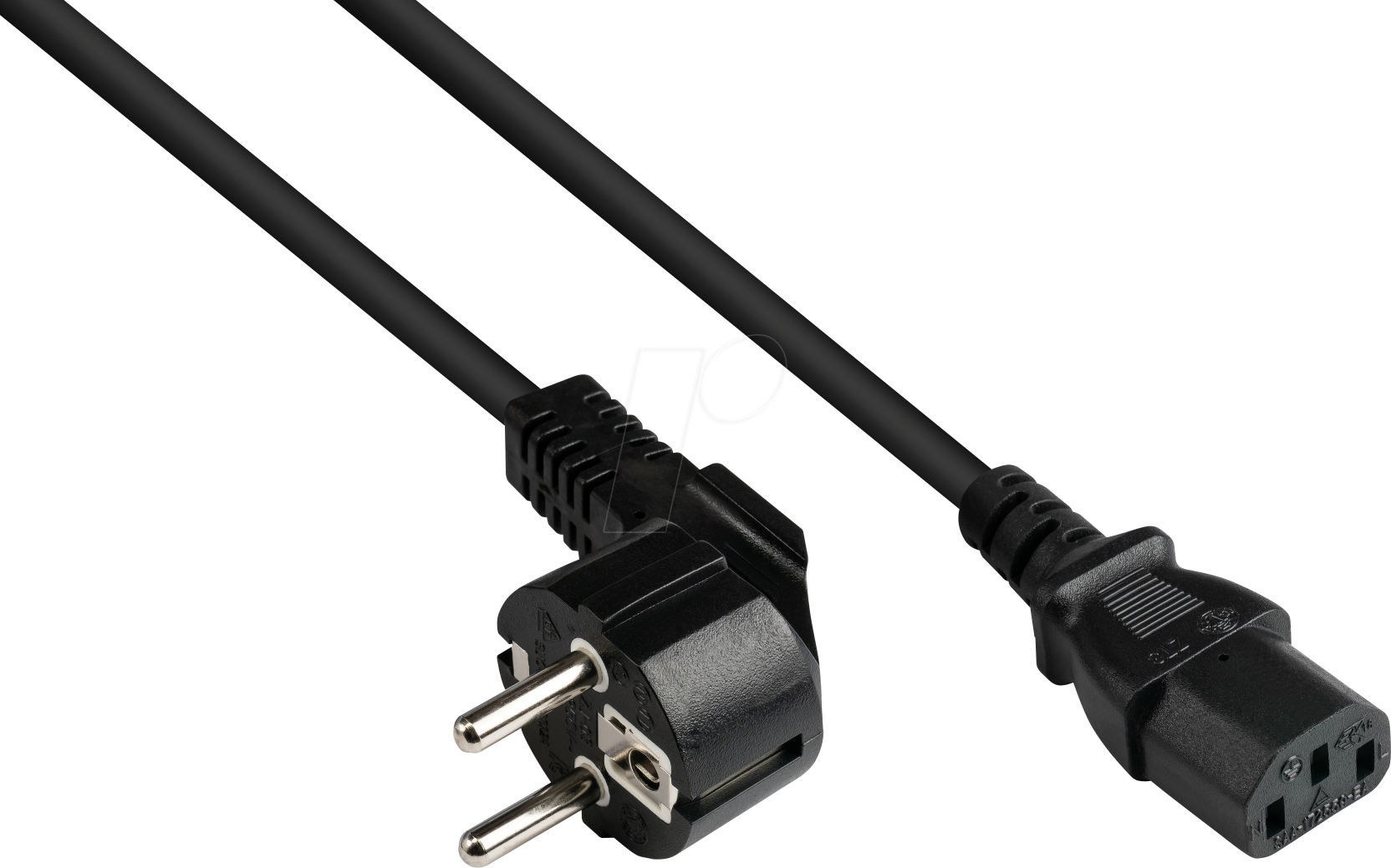 KM P0130-S075 - Netzkabel Schutzkontakt-Stecker Typ E+F, schwarz, 1,50 mm², 7,5