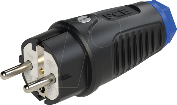 TAUR2 0521-SB - Gummi-Stecker Taurus2, Typ EF - CEE 7/7, schwarz/blau