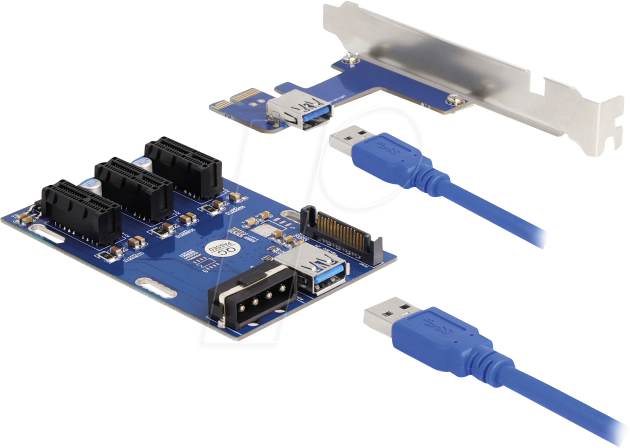 DELOCK 41442 - Riser Karte, 1x PCIe x1 > 3x PCIe x1, 50 cm Kabel