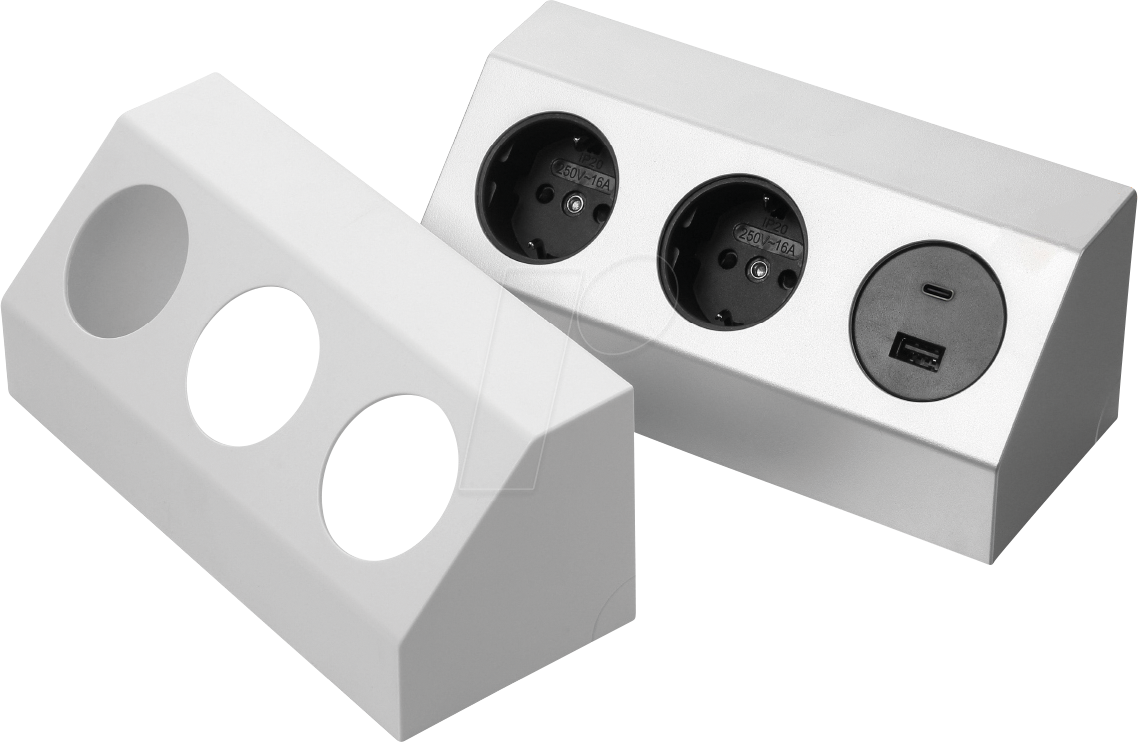 HEIT VO-501443 - Salerno, Eck-Steckdose, 2-fach, 2 USB-Ladebuchsen