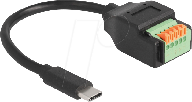 DELOCK 66066 - USB 2.0 Kabel, C Stecker auf Terminalblock mit Drucktaster, 15 c