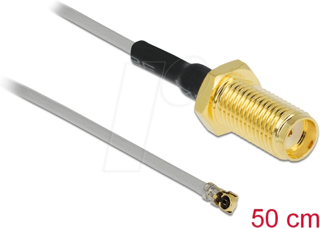 Thumbnail - DELOCK 90399 - HF Antennenkabel, SMA Buchse zum Einbau zu MHF® 4 Stecker, 50 cm