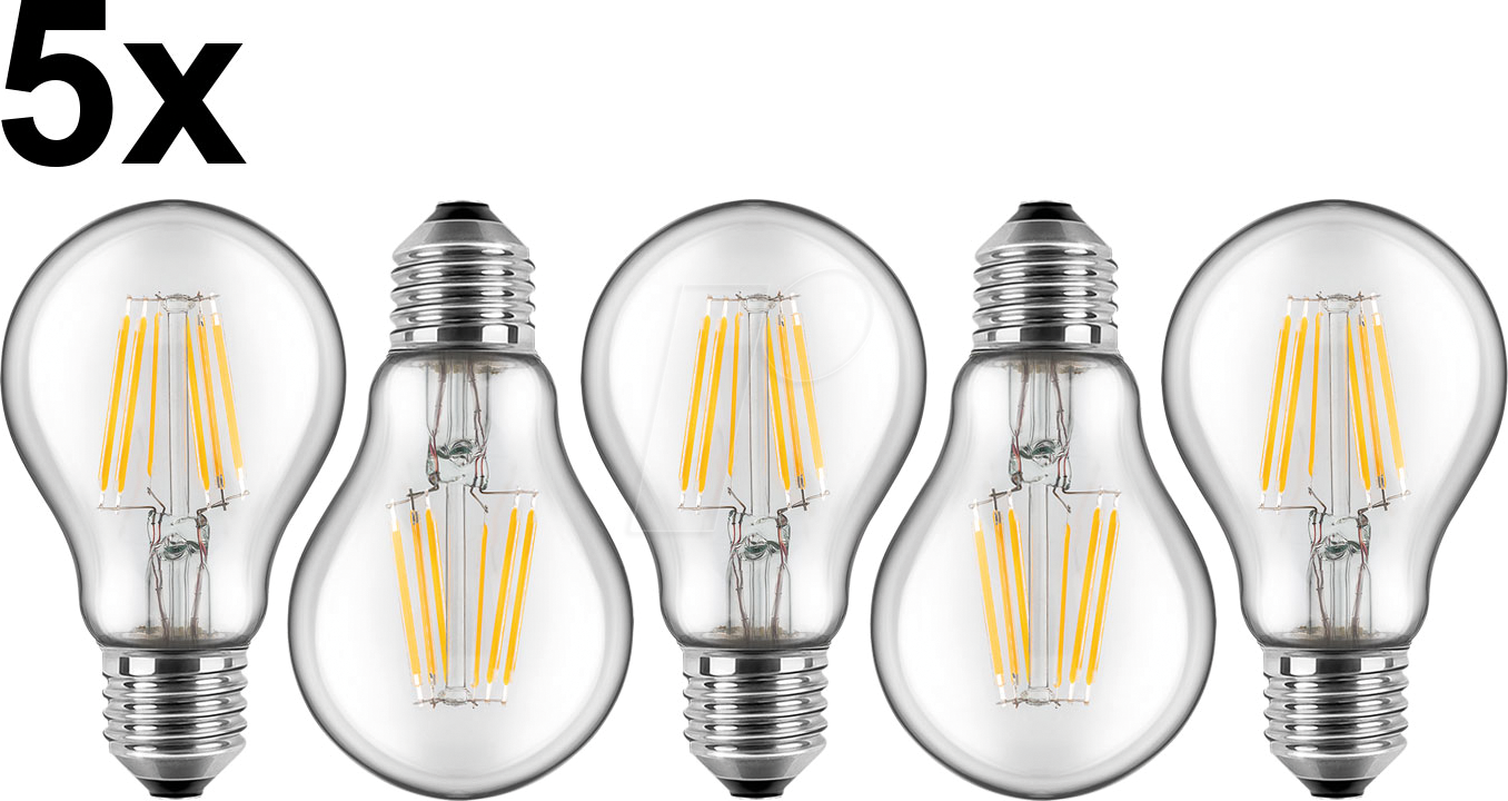 BLULAXA 49252 - 5x LED Filament Lampe A60 E27 7W 810 lm WW
