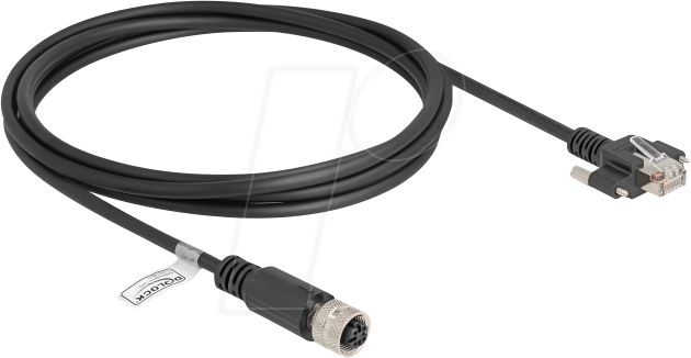 Thumbnail - DELOCK 80445 - M12 Kabel D-kodiert 4 Pin Buchse zu RJ45 Stecker , 2 m
