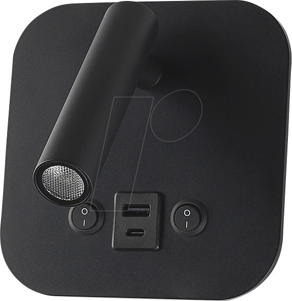 VT-240036 - LED-Nachttischlampe, 8 W, 3000K, 830 lm, IP20, USB, schwarz, CRE