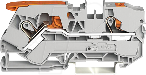 WAGO 2110-5201 - 2-Leiter-Durchgangsklemme, mit Hebel und Drücker 10 mm², grau