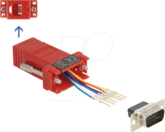 DELOCK 67074 - Adapter D-Sub 9 Pin St. > RJ12 Bu. Montagesatz, rot