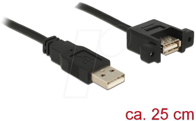 DELOCK 85462 - Einbau-Kabel USB 2.0 A Stecker > USB 2.0 A Buchse, 25 cm
