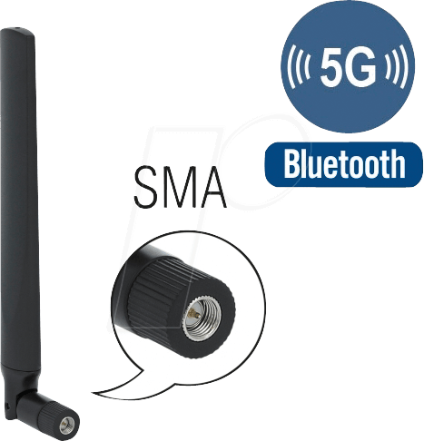 DELOCK 12634 - Antenne 5G LTE SMA Stecker ,omnidirektional, Kippgelenk