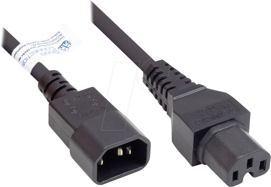 GC P1450-S020 - Verbindungskabel C14 auf C15 , schwarz, 0,75 mm², 2 m