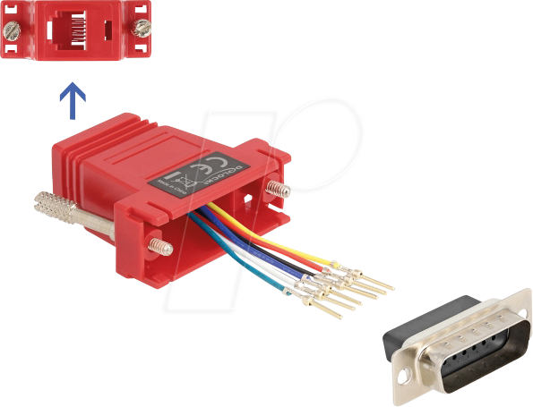DELOCK 67084 - Adapter D-Sub 15 Pin St. > RJ12 Bu. Montagesatz, rot