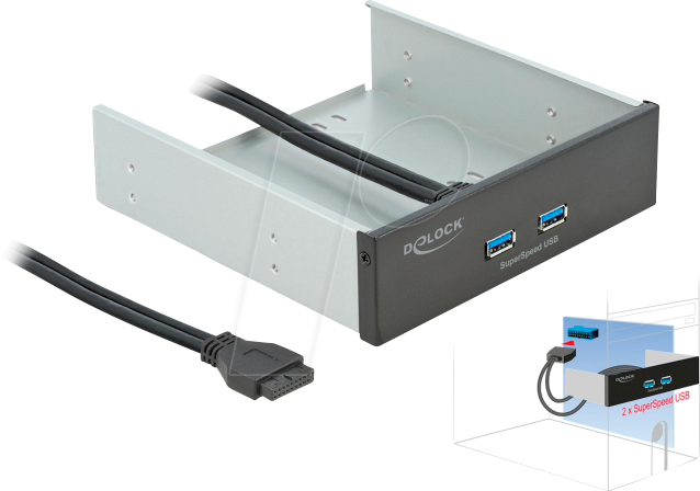 DELOCK 61005 - Frontpanel, 5,25, 2x USB 3.0 Typ-A