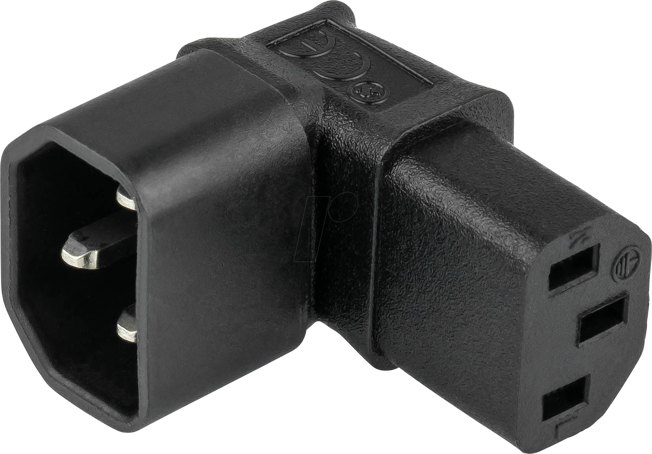 KM SKA-1433S - Netzadapter, Stecker C14 auf Buchse C13, abgewinkelt, schwarz