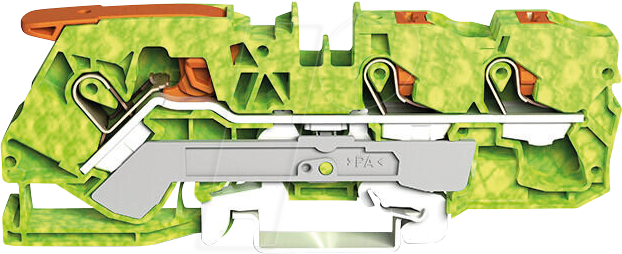 WAGO 2110-5307 - 3-Leiter-Schutzleiterklemme, mit Hebel und Drücker 10 mm², grün-