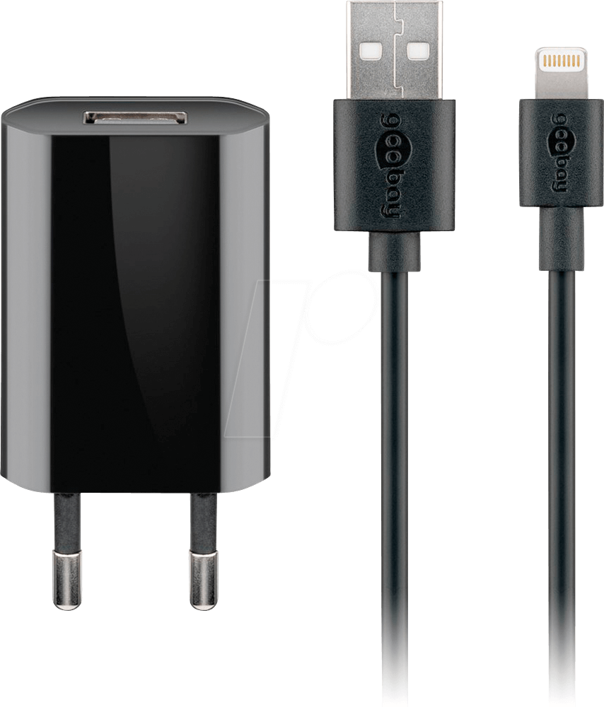 GOOBAY 44994 - USB-Ladegerät, 5 V, 1 A, Lightning, schwarz