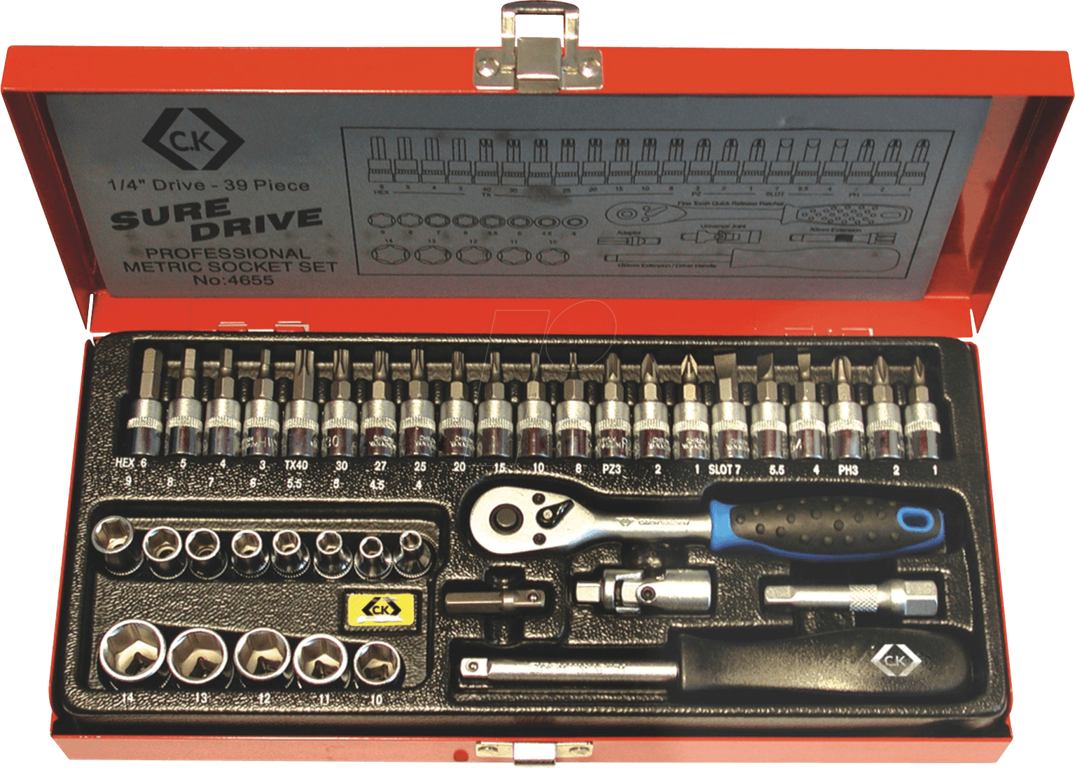 CK T4655 - Steckschlüsselsatz, Multi, 1/4'', 39 -teilig