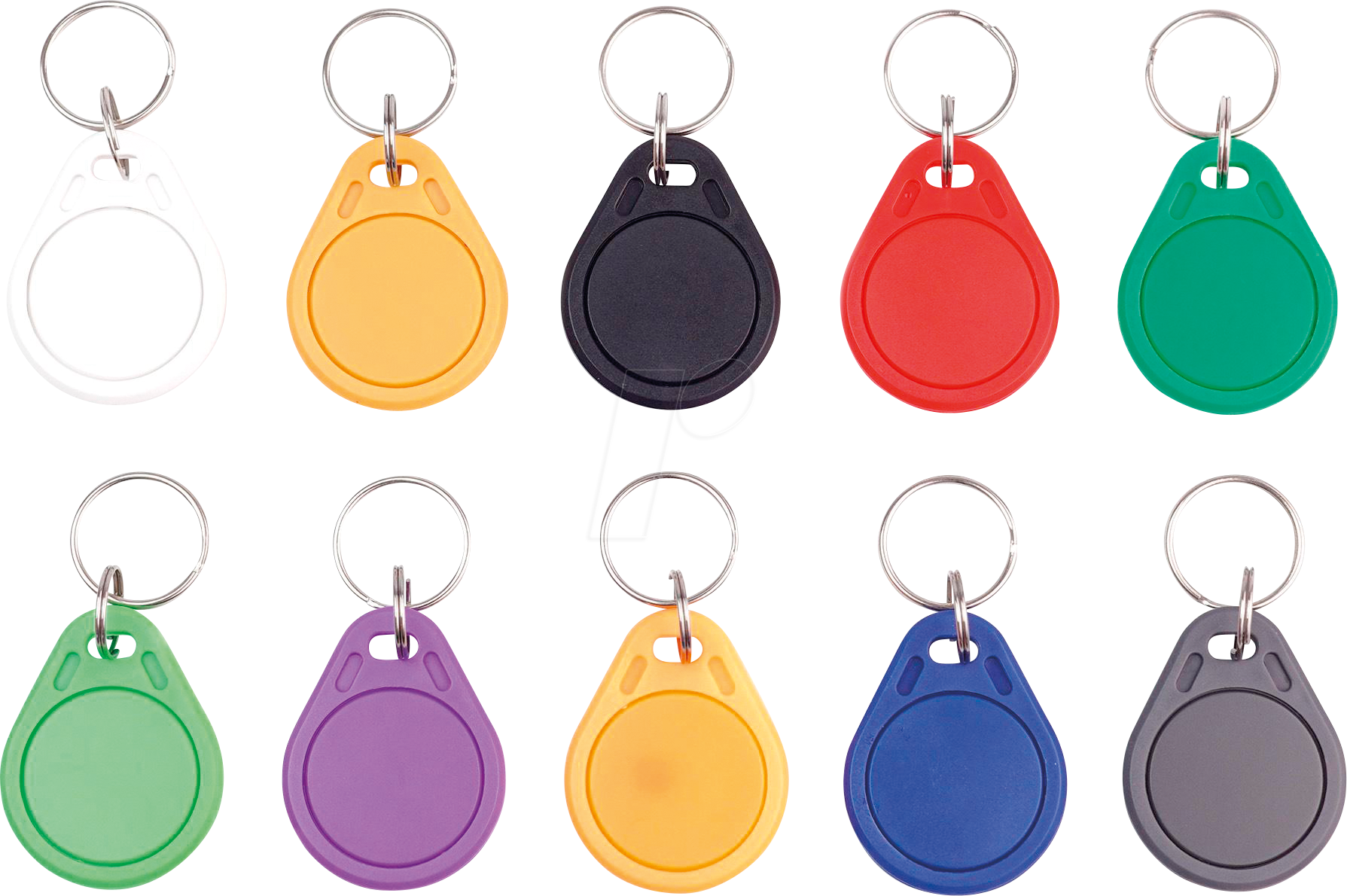 BERRYBASE 125449 - RFID / NFC Tags, Schlüsselanhänger, farbig, 10 Stück