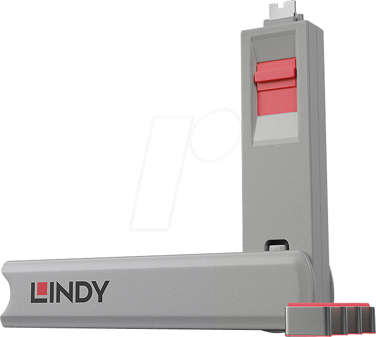 LINDY 40425 - USB-C-Port Schloss (1x Schlüssel, 4x Schlösser), pink