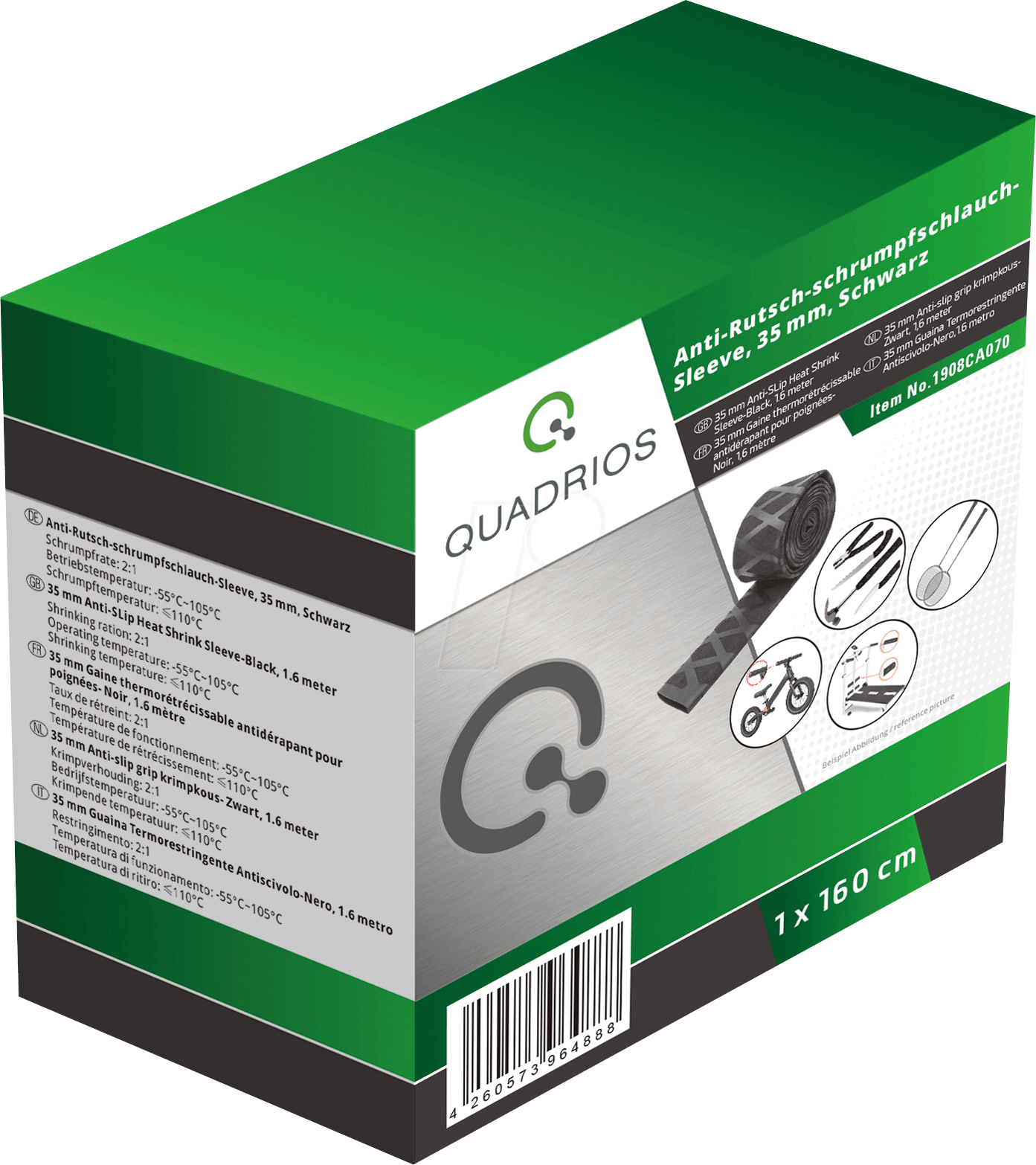 QUAD 19008CA070 - Soft-Schrumpfschlauch Box 2:1 - Ø35 mm x 1,6 m, schwarz