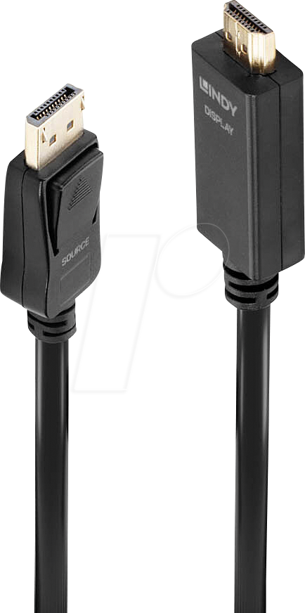 LINDY 36924 - DP 1.2 auf HDMI A Stecker, 4K/30Hz, 5,0 m