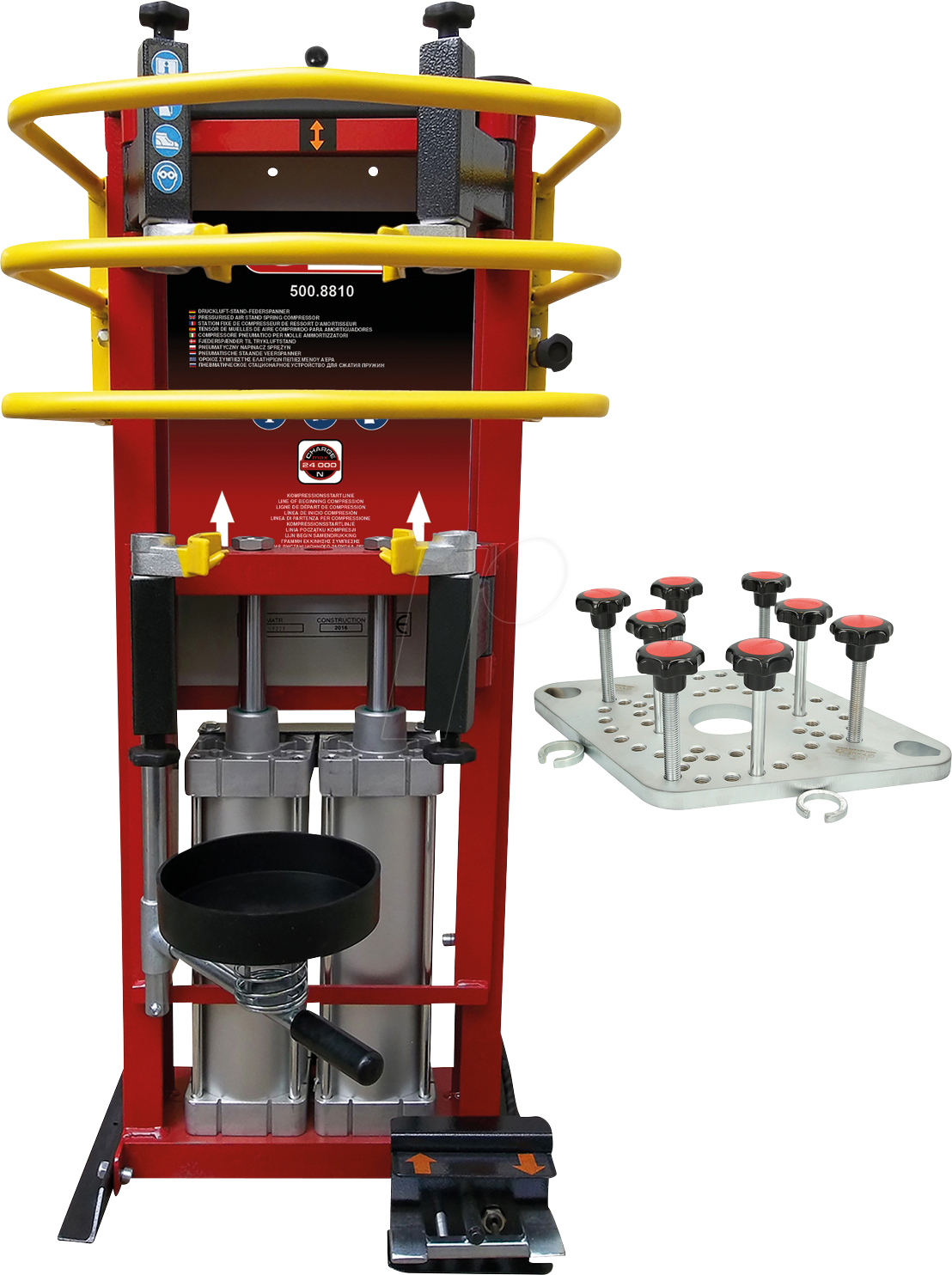 KS 500.8815 - Druckluft-Stand-Federspanner mit Doppel-Zylinder inkl. Adapterpl