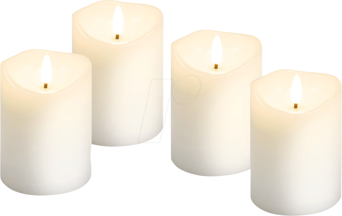 GOOBAY 77780 - LED Echtwachskerze 4er Set, weiß, warmweiß mit Timer 10x7.5 cm