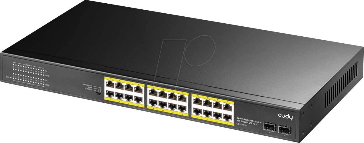 CUDY GS1028PS2 - Switch, 24-Port, Gigabit Ethernet, PoE+, SFP