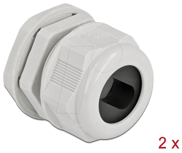 DELOCK 60390 - Kabelverschraubung PG29 für Flachkabel, gr, 2 Stk