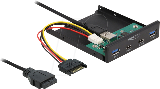 DELOCK 64155 - Frontpanel, 3,5'', USB 3.0, 2x Typ-A, 2x Type-C