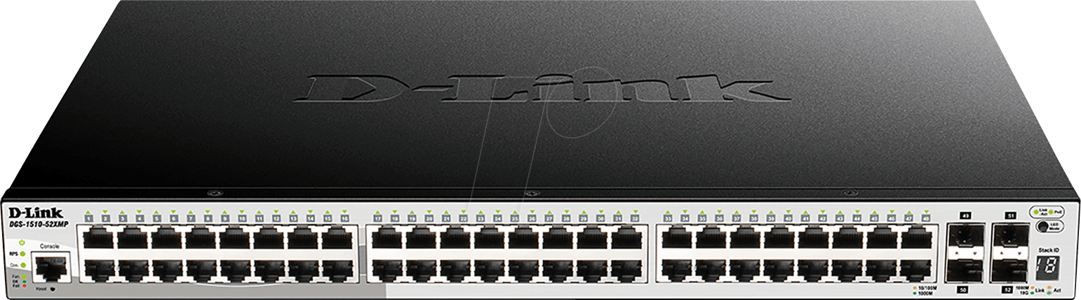 Thumbnail - D-LINK 15152XMPE - Switch, 52-Port, Gigabit Ethernet, PoE+, 4x SFP+