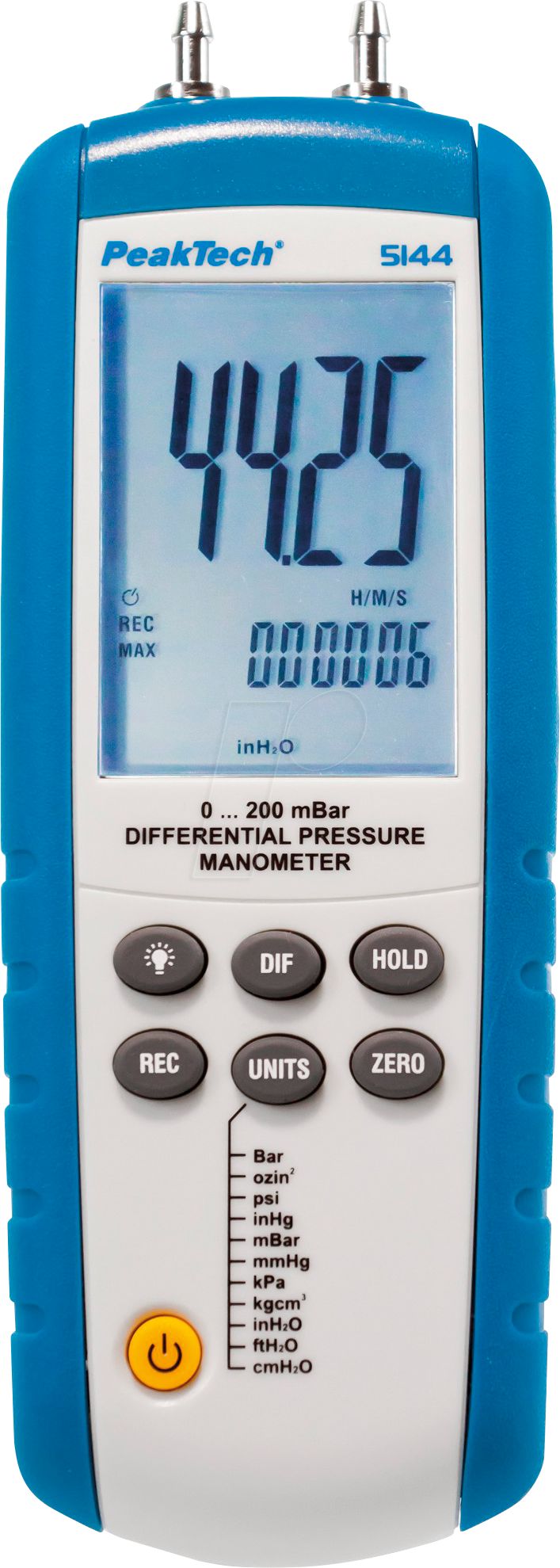 PEAKTECH 5144 - Differenzdruckmessgerät, 0 bis 200 mBar, USB