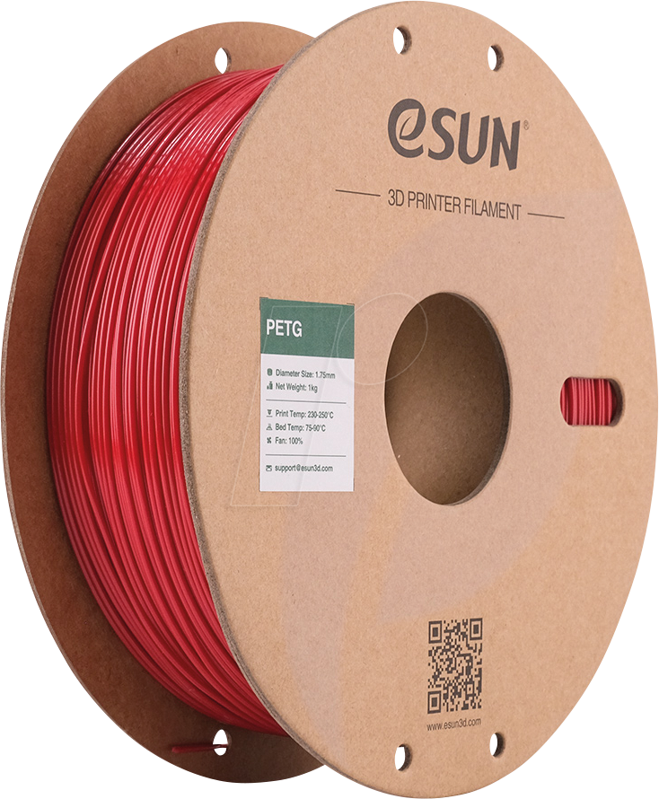 ESUN 72262010 - Filament, PETG, 1,75 mm, feuerwehrrot, 1 kg