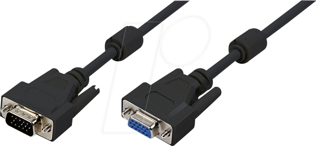 Thumbnail - LOGILINK CV0004 - VGA Monitor Kabel 15-pol VGA Verlängerung, 2x Ferrrit, schwarz,