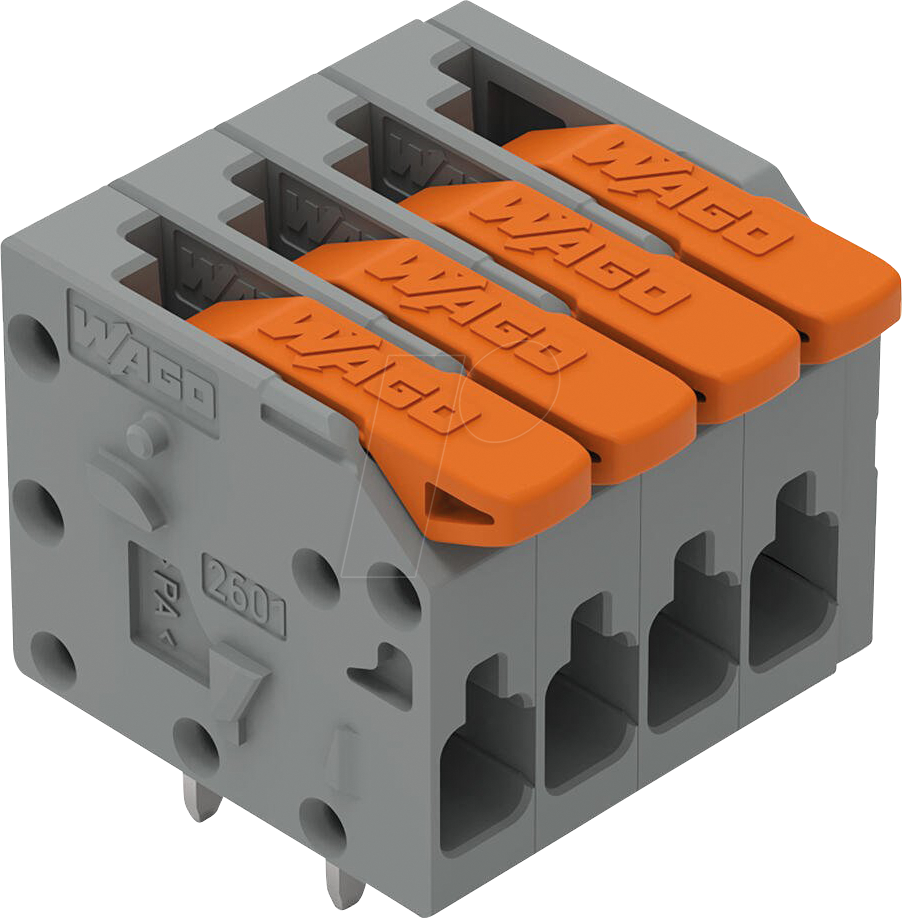 WAGO 2601-1104 - Leiterplattenklemme mit Hebel, 1,5 mm², RM 3,5 mm, 4-polig