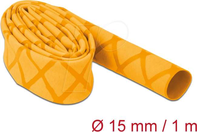 DELOCK 19592 - Schrumpfschlauch X-Muster rutschfest 1 m x 15 mm gelb