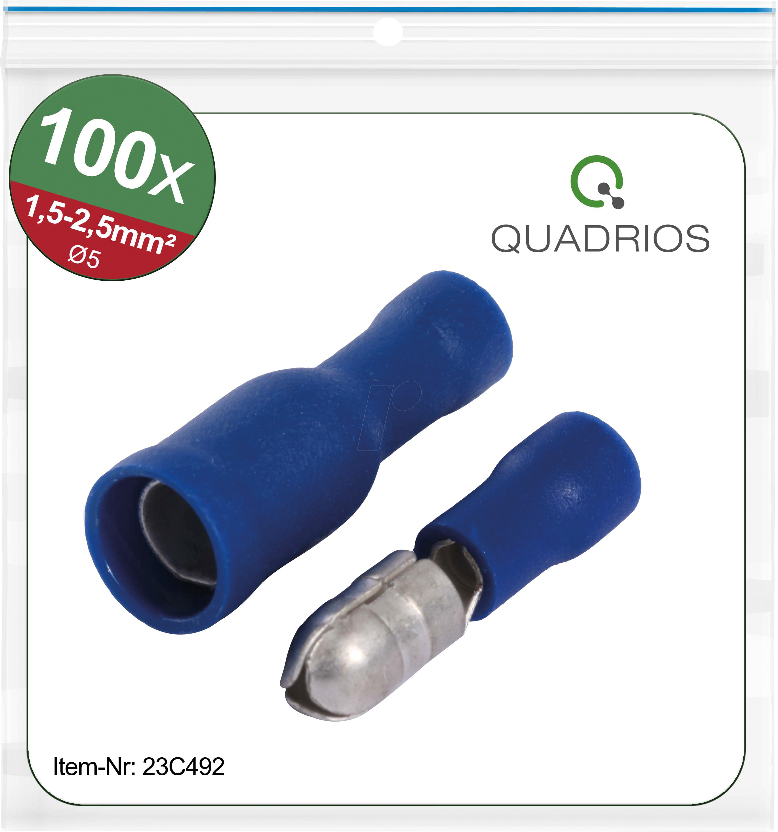 QUAD 23C492 - Rundstecker-hülsen 5 mm Set, 1,5 - 2,5 mm², blau