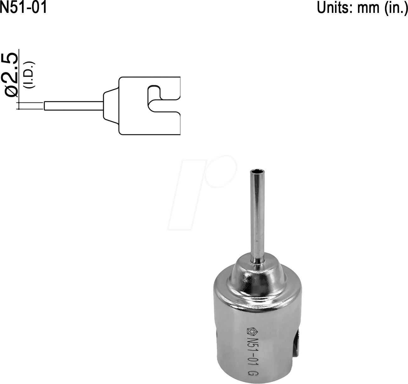 HAK N51-01 - Heißluftdüse N51-01, Schnellwechseltyp, Single, 2,5 mm